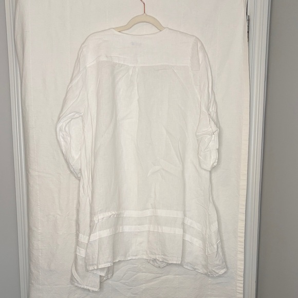 White Lightweight Sheer Tunic Cover-Up 1X Linen Summer Vacation Coastal - Picture 6 of 6